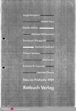 Programmvorschau Rotbuch Frühjahr 1989