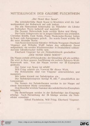 Mitteilungen der Galerie Flechtheim