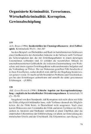 79-99, Organisierte Kriminalität. Terrorismus. Wirtschaftskriminalität. Korruption. Gewinnabschöpfung