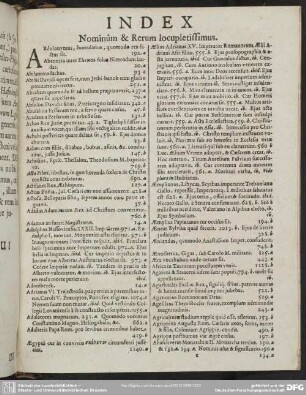 Index Nominum & Rerum locupletissimus