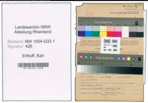 Entnazifizierung Karl Erlhoff , geb. 06.11.1890 (Lehrer)