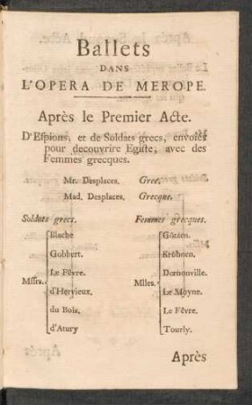 Ballets Dans L'Opera De Merope
