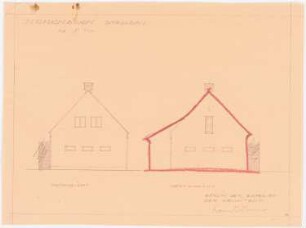 Herrenhaus Hohenborn bei Kassel Umbau: Stallgebäude: Ost- und Westansicht 1:100