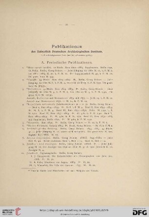 Publikationen des Kaiserlich Deutschen Archäologischen Instituts