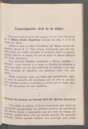 I - Informe del profesor de Derecho Civil Dr. Esteban Lamadrid