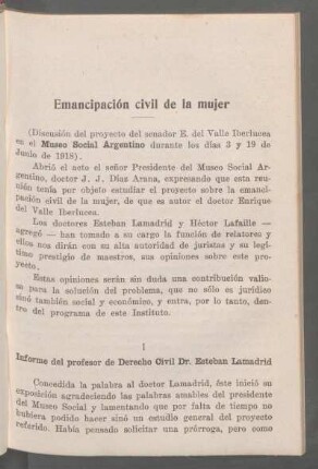 I - Informe del profesor de Derecho Civil Dr. Esteban Lamadrid