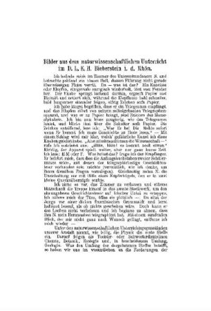 Bilder aus dem naturwissenschaftlichen Unterricht im D.L.E.H. Bieberstein i. d. Rhön
