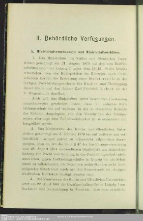 II. Behördliche Verfügungen