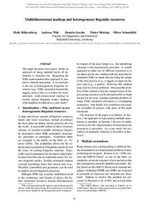 Multidimensional markup and heterogeneous linguistic resources