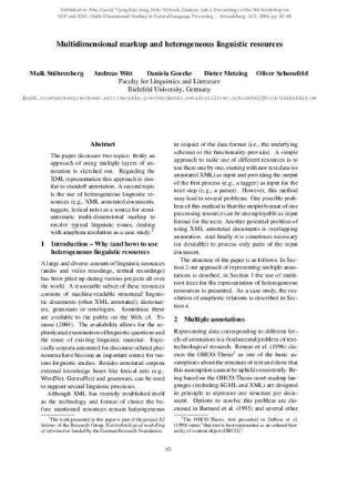 Multidimensional markup and heterogeneous linguistic resources
