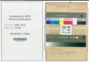 Entnazifizierung Franz Hansmann , geb. 03.10.1895 (Klempnermeister)
