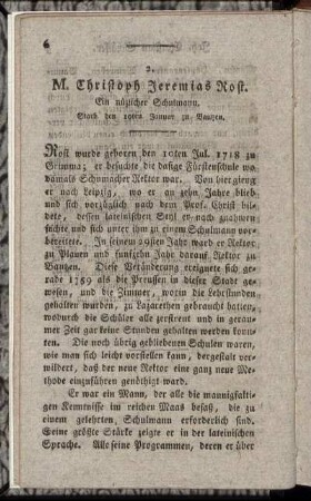 2. M. Christoph Jeremias Rost.