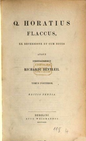 Q. Horatius Flaccus : ex recensione et cum notis, 2