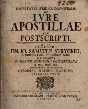 De iure apostillae seu postscripti