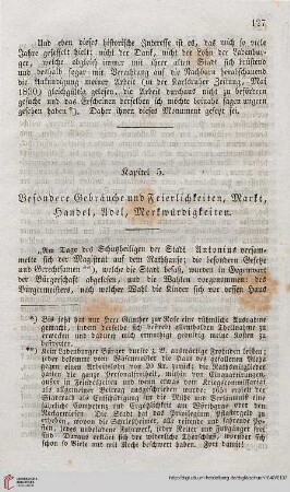 Kapitel 5: Besondere Gebräuche und Feierlichkeiten, Markt, Handel, Adel, Merkwürdigkeiten
