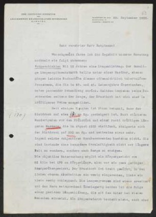 Brief von Ludolph Brauer an Gerhart Hauptmann