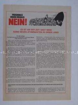 Propagandaflugblatt aus der Friedensbewegung gegen das atomare Wettrüsten