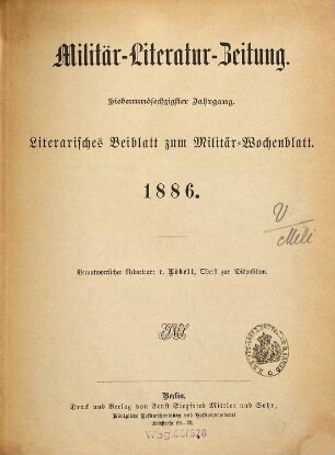 Militär-Literatur-Zeitung. 67. 1886