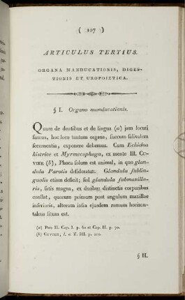 Articulus tertius. Organa manducationis, digestionis et uropoietica