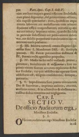 [...] Sectio V. De officio Auditorum erga Minstros Ecclesiae.