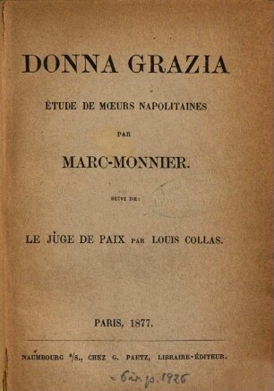 Donna Grazia : Étude de moeurs napolitaines