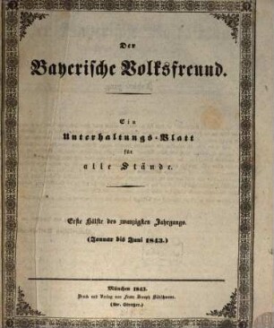 Der bayerische Volksfreund. 20, 20. 1843