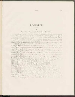 I. Alphabetisches Verzeichnis der beschriebenen Handschriften.