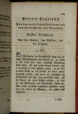 Viertes Hauptstück. Von den natürlichen Zuständen und dem Unterschiede der Menschen.