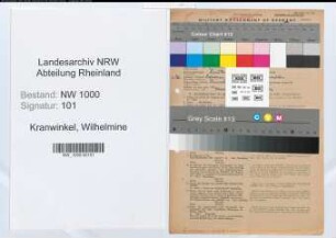Entnazifizierung Wilhelmine Kranwinkel, geb. 03.08.1901 (Kindergaertnerin)