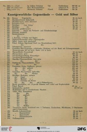 Kunstgewerbliche Gegenstände-Gold und Silber (Nr. 236-423)