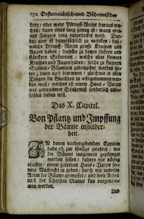 Das X. Capitel. Von Pflantz- und Impffung der Bäume insonderheit