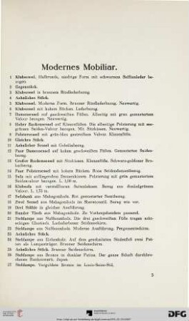 Modernes Mobiliar (Nr. 1-92)