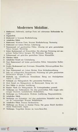 Modernes Mobiliar (Nr. 1-92)