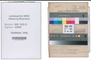 Entnazifizierung Willy Obstfelder , geb. 30.10.1898 (Lehrer)