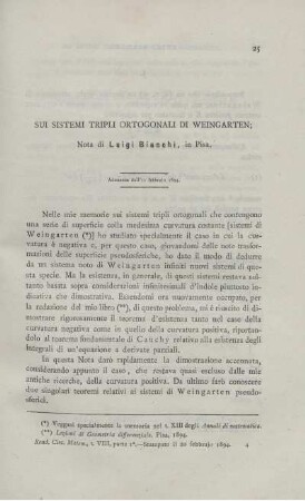 Sui sistemi tripli ortogonali di weingarten.