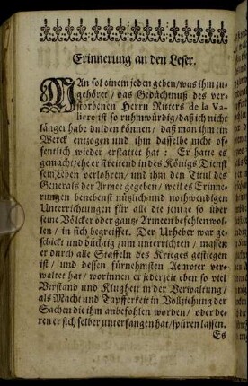 Erinnerung an den Leser.