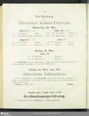 Ordnung der Öffentlichen Klassen-Prüfungen