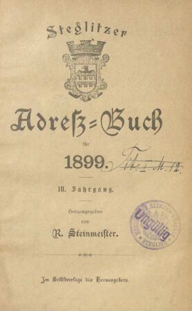18.1899: Steglitzer Adressbuch