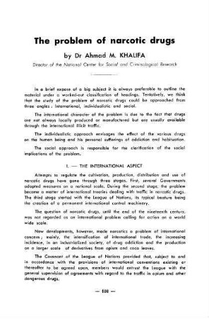 108-116, The problem of narcotic drugs