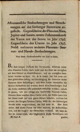 Sammlung astronomischer Abhandlungen, Beobachtungen und Nachrichten. 3. 1797