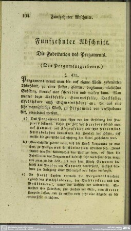 Funfzehnter Abschnitt. Die Fabrikation des Pergaments
