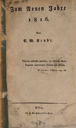 Zum Neuen Jahre 1816