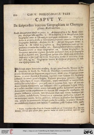 Caput V. De scriptoribus veterem geographiam ac chorographiam illustrantibus