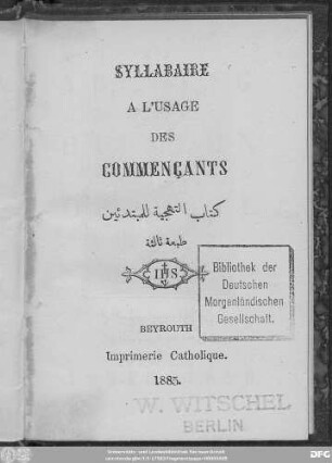 Syllabaire a l'usage des commençents