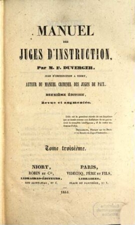 Manuel des juges d'instruction, 3