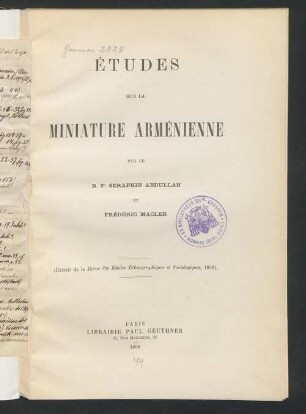 Études sur la miniature arménienne