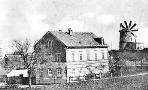 Großbothen-Schönbach. Blick zum Turmholländer, Baujahr 1880, Ansichtskarte, vor 1930, Repro, Ausschnitt