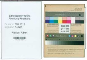 Entnazifizierung Albert Alexius , geb. 06.09.1919 (Zeichner)