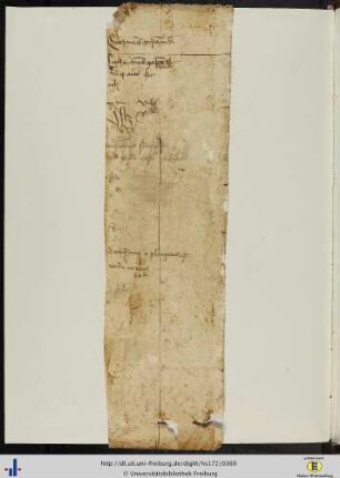 [Beiliegendes Fragment] Fragment einer lateinischen Pergamenturkunde des 14. Jhs.