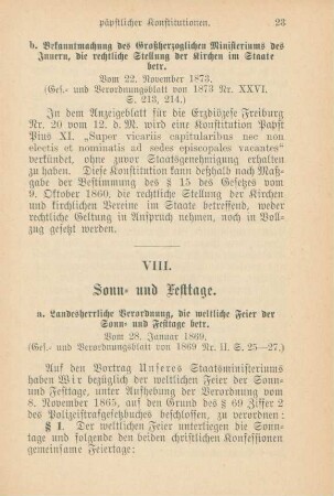 VIII. Sonn- und Festtage